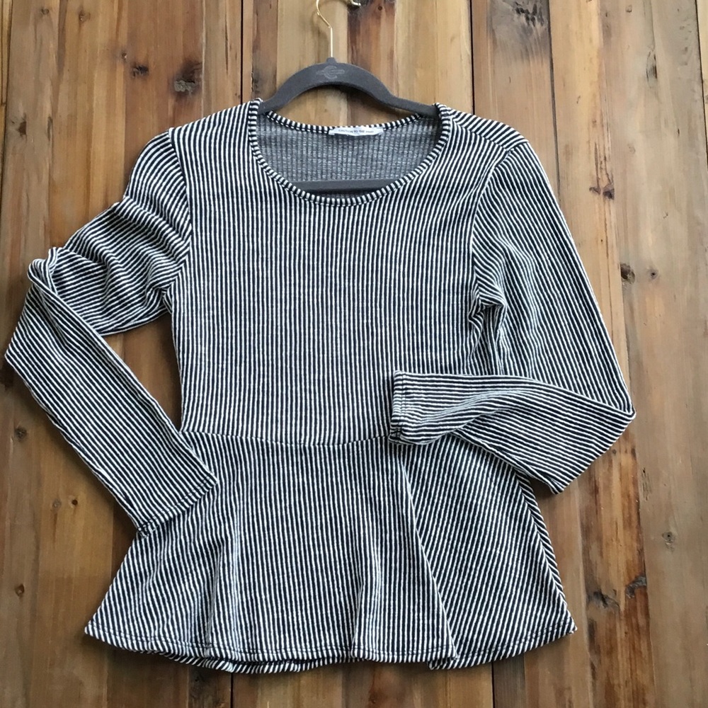 Black/White Stripped Peplum Top